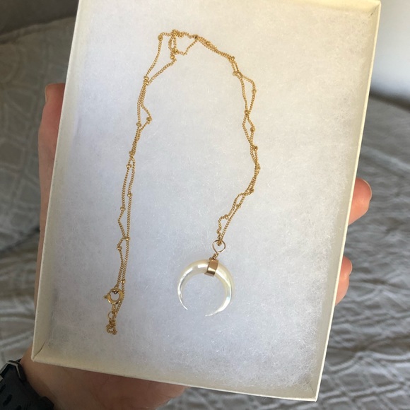 James Michelle Pearl Crescent Necklace 